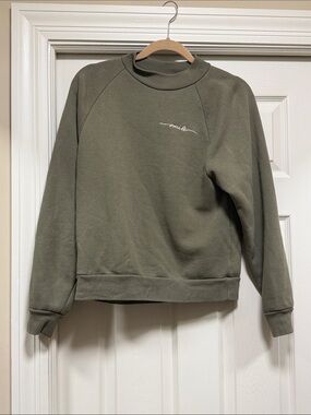 OAK + FORT Olive Green Crewneck Sweatshirt with Subtle Script